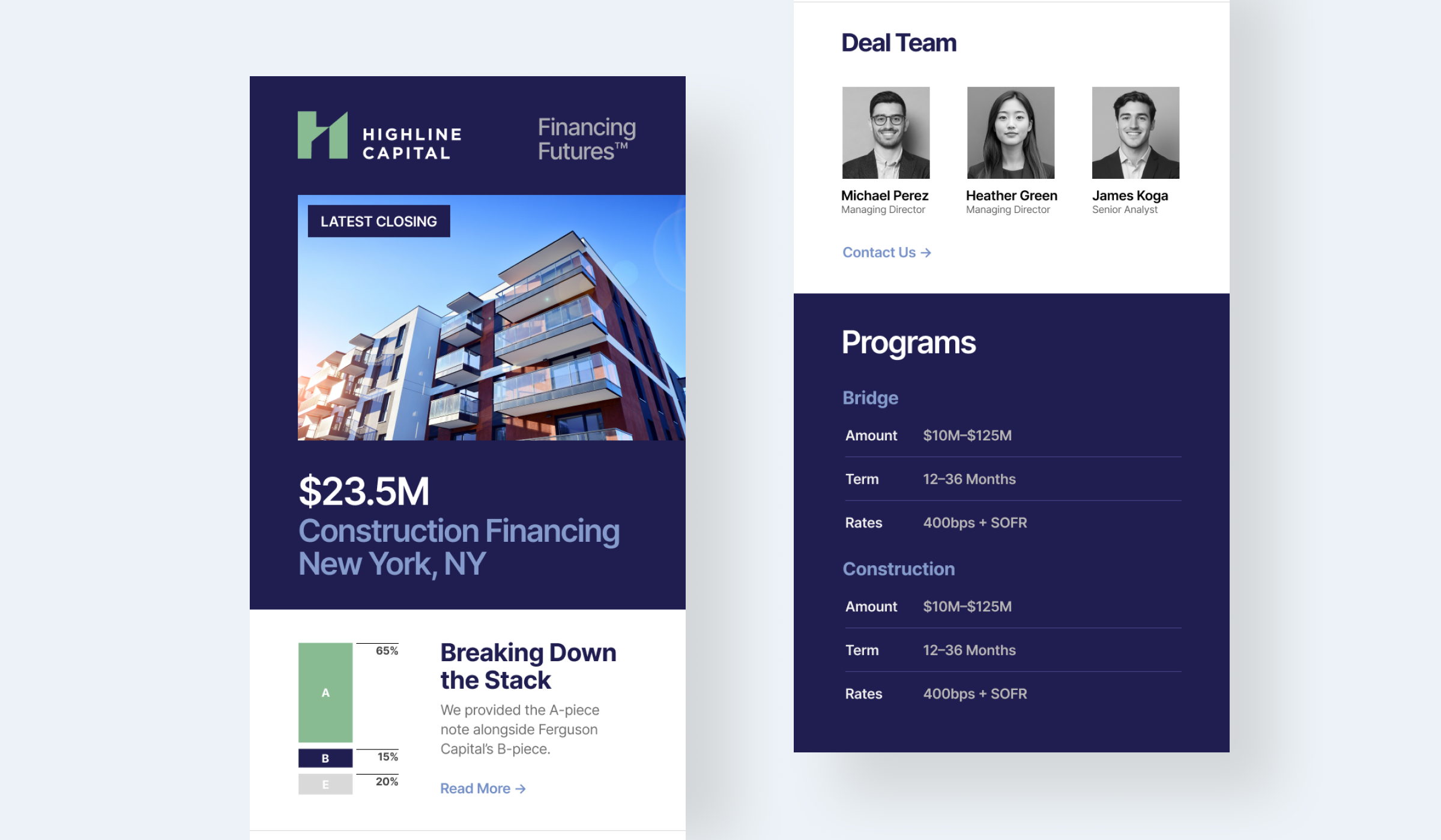 Highline Capital Email Newsletter Design