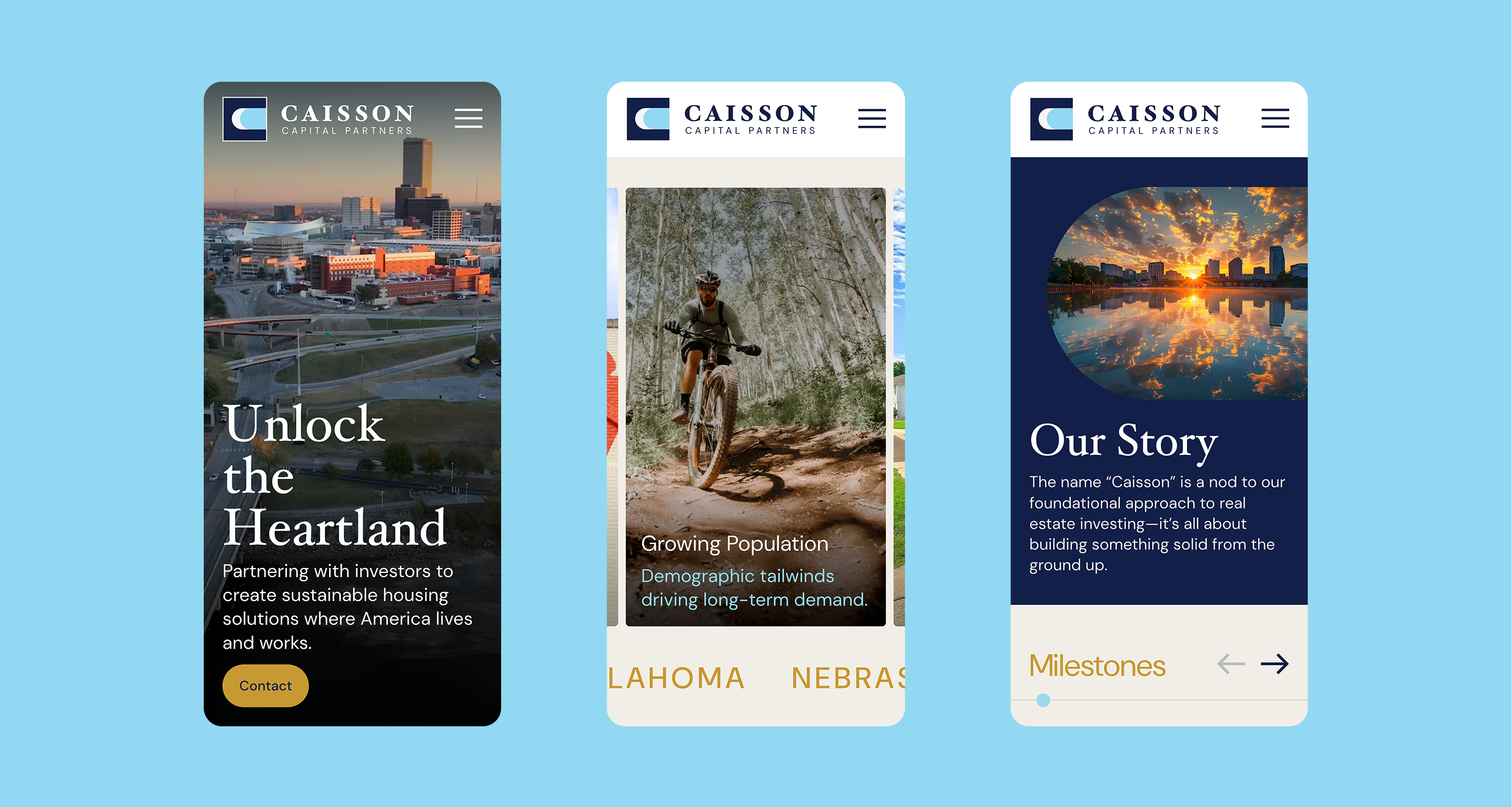 Mobile website designs for Caisson Capital