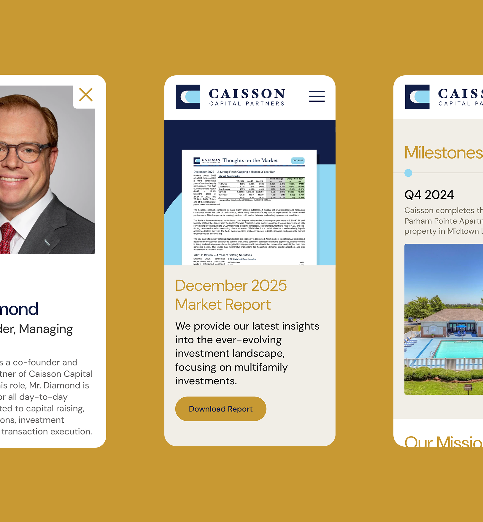 Mobile website design for Caisson Capital