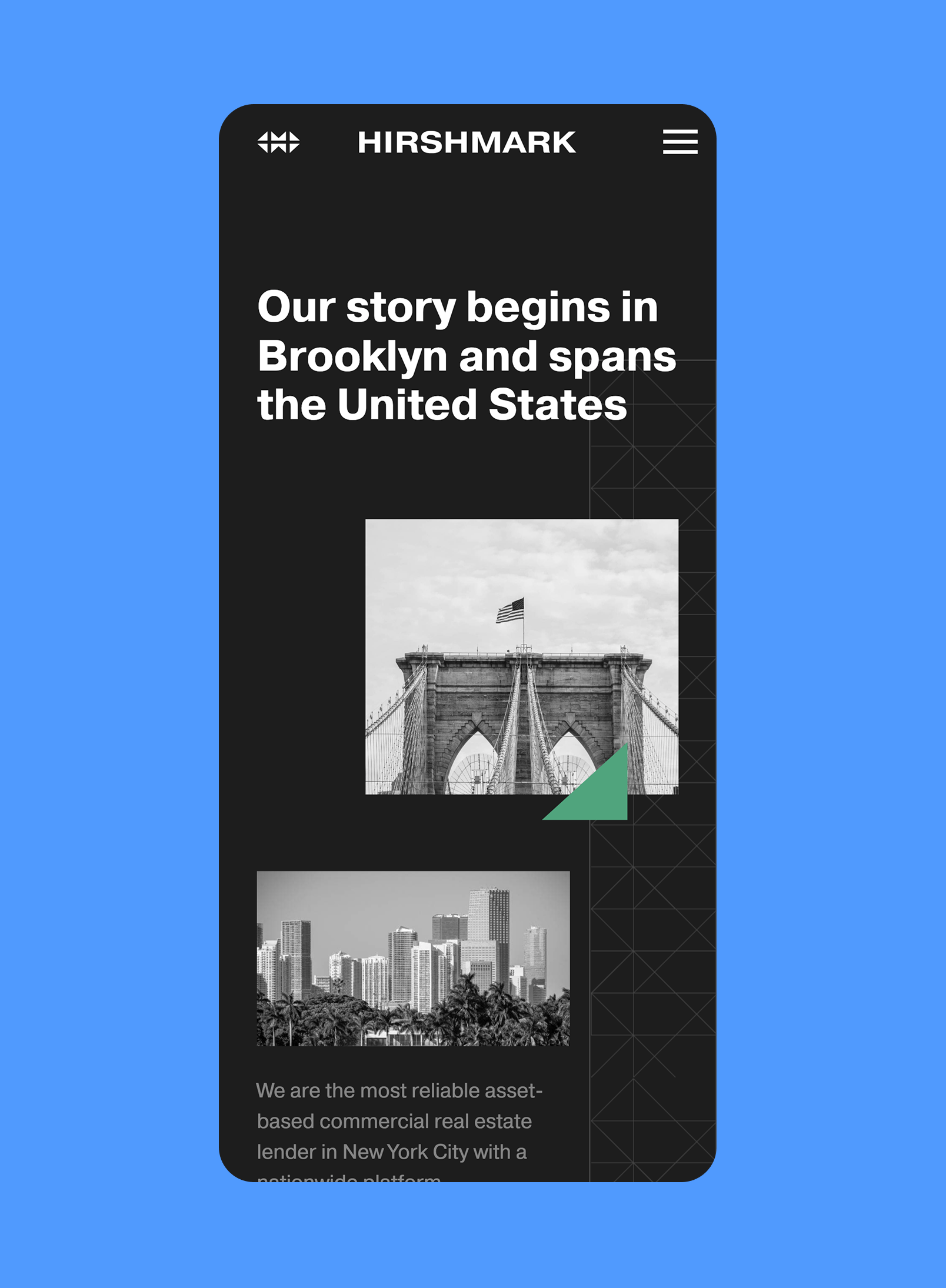 Mobile website design for Hirshmark Capital
