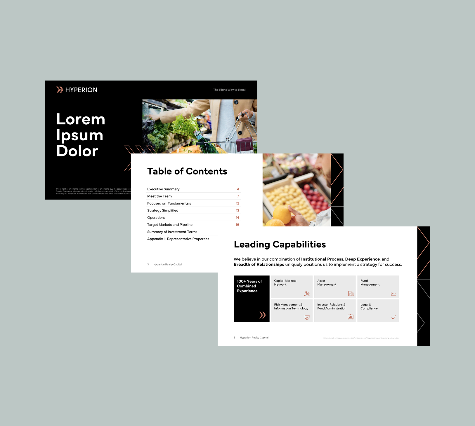Investor presentation design for Hyperion Realty Capital