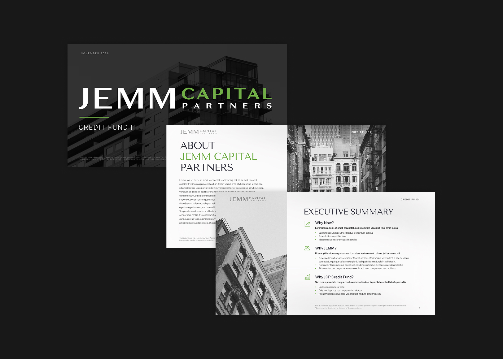 Investor presentation design for JEMM Capital Partners