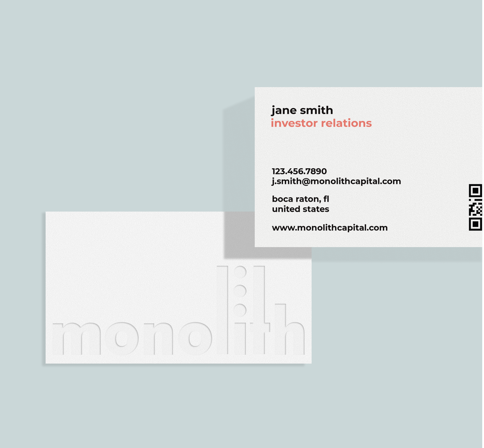 Business card design for Monolith Capital