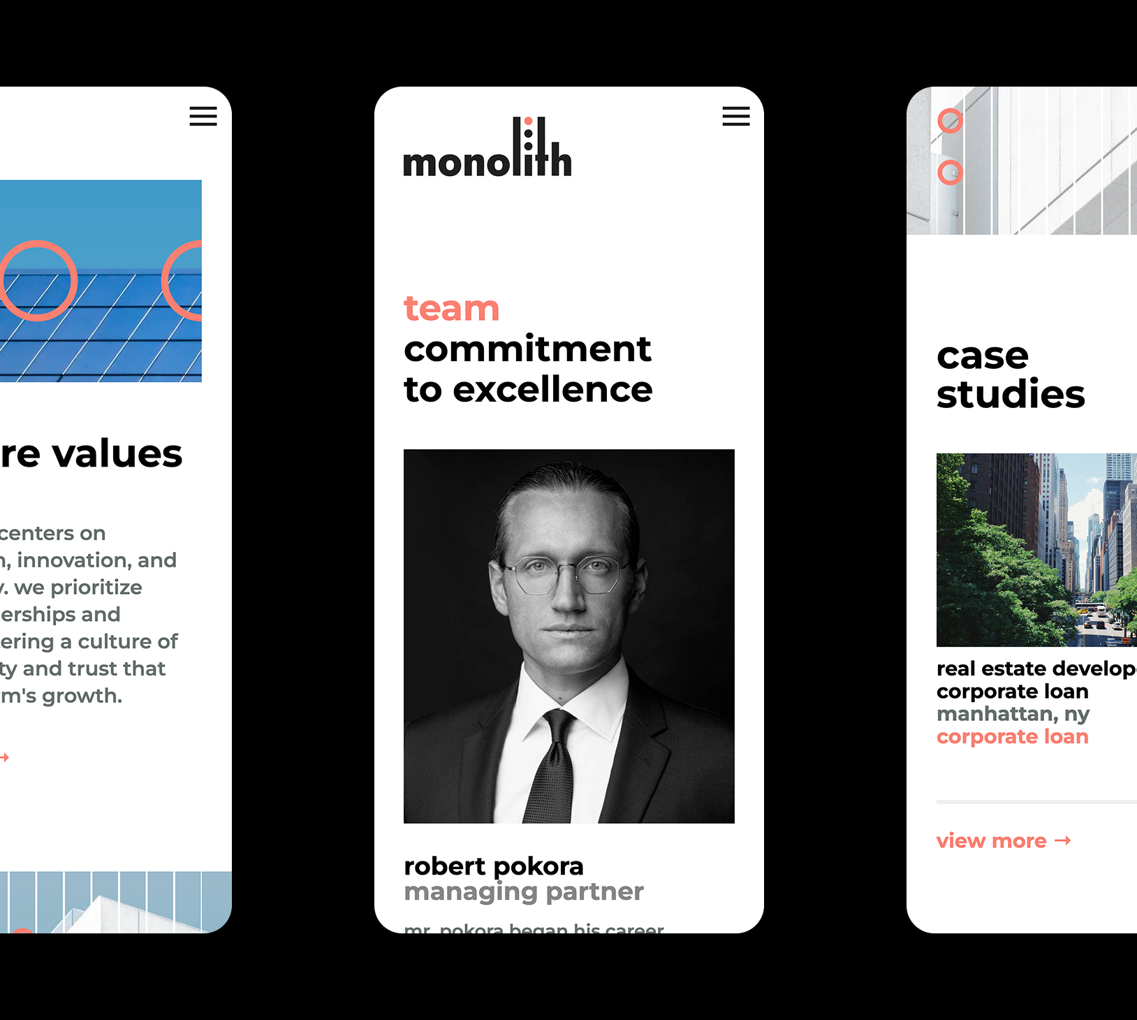 Mobile website design for Monolith Capital