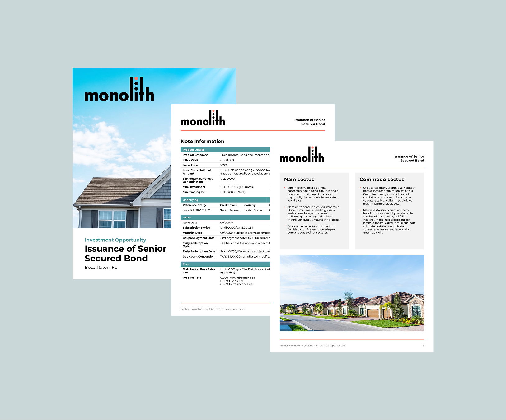 One-sheet design for Monolith Capital