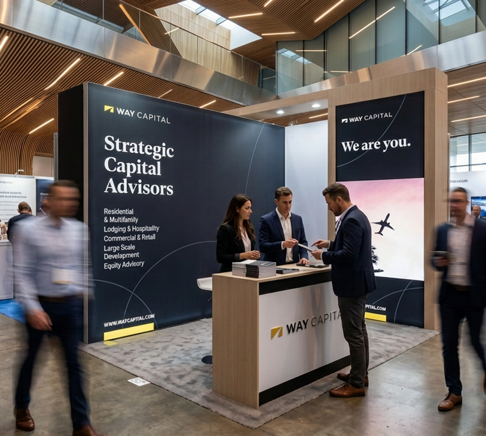 Trade show booth design for WAY Capital